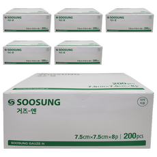 수성 8겹 거즈 엔 7.5 x 7.5 cm, 200매, 6개