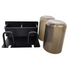 太空鋁置物架，含兩個杯子和牙刷杯架，黑色, 1組