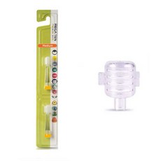 MEGA TEN 兒童電動牙刷中型替換刷頭 2入+刷頭防塵蓋, 單品, 1組