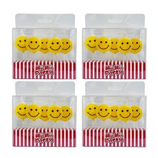 Mii Mii Party 生日派對蛋糕蠟燭, 4套, 黃色微笑