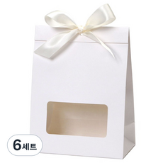 indi.k 緞帶邊角開窗盒 10入 + 緞帶 10入組, 白色, 6套