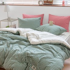Yesbedding 優質棉格紋薄被, 綠色, 單品