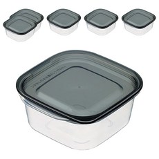 INOMATA 角型保鮮盒 1841 黑色 270ml 日本製造 食品級材質 易清洗, 3組, 1個容器 + 1個蓋子, 2個