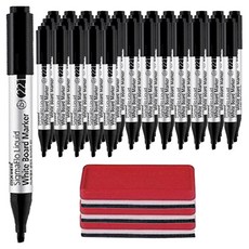 monAmi Sigmaflo 液體墨水白板筆 221 12入 +白板擦組, 黑色, 3套