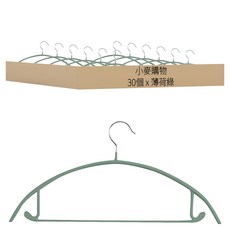 小麥購物 質感加厚防滑無痕毛衣衣架 浸膠衣架 L2478, 30個, 薄荷綠