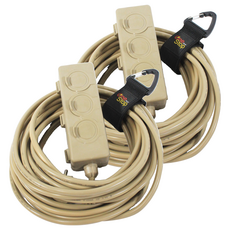 One Stop 軍規延長線 移動式多功能插座 3孔 HJM-YJS163 + 魔鬼氈登山扣, 米色, 10m, 2套