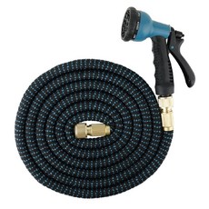 FAmILyLIFE 生活 正宗第七代防爆高壓彈力伸縮水管 (水槍 + 氣密式轉接頭 + 水管) 10m 600g, 條紋藍, 1個