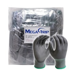 手套國度 Mega Grip PU 手掌塗層手套, 灰色, 20個