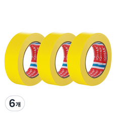 iQIHAN 達達彩色美紋膠帶 25mm x 15m, 6個, 黃色