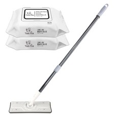 ThinkPick World Clean 按壓式平板拖把 + 大型濕拖清潔布 2入組, 1套
