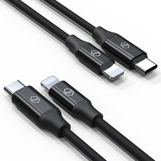 신지모루 C to 라이트닝 PD 고속충전 케이블, 2m, 블랙, 2개