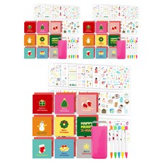 투영디자인 반짝반짝 X MAS 카드 9종 + 포켓 형광펜 랜덤발송 5종 + 인스 스티커 28종 세트, 혼합색상, 3세트