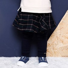 밀크마일 아동용 체크밍크 기모 스커트 레깅스