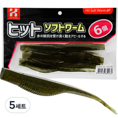 힛토 소프트 웜 미끼용 먹이 WM 6p, 40g, 5세트