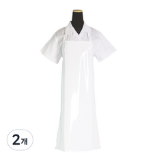 Eiaenji 聚氨酯頸掛式圍裙 中, 白色亮面, 2個