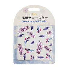 Caldo 卡朵生活 方形珪藻土吸水杯墊2件組, 奼紫藍鈴, 1組