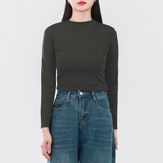 엘쏘 여성용 피치 소프트 루즈핏 베이직 라운드넥 무지 긴팔 티셔츠