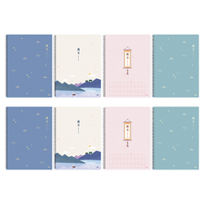 Ibis Korea漢文彈簧筆記本 4種組 12378, 藍色+象牙色+粉紅色+綠色, 2組