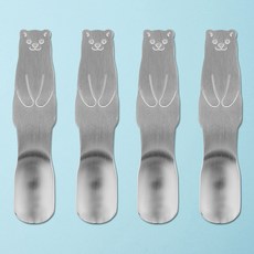 COOKCO 304不鏽鋼小熊甜點冰淇淋方匙, 銀色, 4個