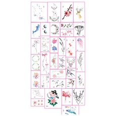 PARTY COSTUME 紋身貼紙 35件組 JT093 8 x 8 cm, 混合顏色, 1套