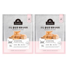 구딘 응고형 클린캣 벤토나이트 고양이 모래, 5L, 2개, 베이비파우더향
