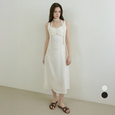 리올그 여성용 페탈 레이어드 타이 슬리브리스 원피스