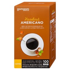 gomgom 美式即溶咖啡 榛果口味，100條, 1g, 1盒