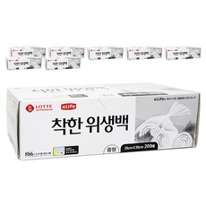 롯데이라이프 착한 위생백 25cm x 35cm, 중(M), 200개, 8개
