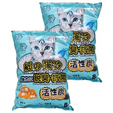 QQ KIT 活性炭環保紙貓砂, 8L, 2.5kg, 2包, 活性炭