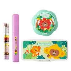 STUDIO EIGHT Line Friends美術刷+刷盒+調色盤+水瓶套裝隨機出貨, 27格, 1套