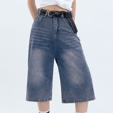 Elsso 女款日常寬版水洗丹寧百慕達牛仔短褲