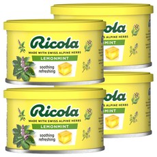 Ricola 利口樂 檸檬薄荷潤喉糖, 4罐, 100g