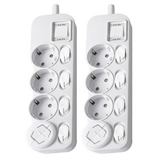 EcoPowerTap LED 個別過載斷電延長線 電線型 4孔 EPM-L304SS + 安全蓋, 1m, 白色, 2個