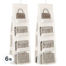 solve living 雙面透明包包收納整理保管盒 掛袋架 整理架 8格, 白色, 6個