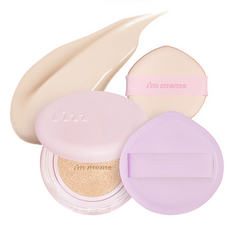 i'm meme 奇蹟絲絨持久氣墊粉餅 15g+胖胖粉撲組, 01 Ivory(21號), 1組