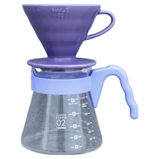 HARIO 好璃奧 濾杯咖啡壺組 XVDD-02-LPU-EX V60藤紫色, 700ml, 1組, 濾杯 + 下壺 + 濾紙 20張