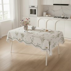 Souplace 花朵緞帶防水餐桌桌布, 90 x 90 cm, 1個, TYPE1