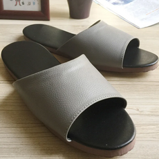 TAIWAN SLIPPER 台灣犀利趴 簡約系列純色皮質室內拖鞋, 靜音EVA鞋底, 增加抗滑處理, L, 北歐灰, 2雙