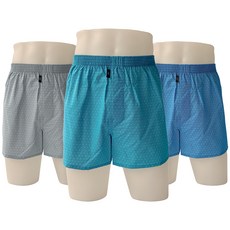 파란 남성용 통기성 순면 트렁크 사각팬티 3종 세트 2301