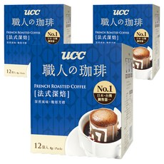 ucc 職人的珈琲 法式深焙濾掛式咖啡, 8g, 12包, 3盒