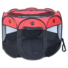 捷華 八角寵物籠 大號 牛津布 紅色&黑色 摺疊58 x 37cm 展開91 x 91 x 58cm, 紅色 + 黑色, 大(91 x 91 x 58cm), 1個