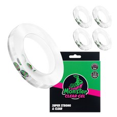 Monster 窄版透明凝膠多用途超強力雙面膠帶 15mm x 3m, 透明, 5個