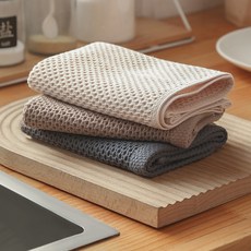 Kitchen Heim 棉質毛巾廚房抹布3件組 30 x 30 cm, 1套, 米色, 棕色, 灰色