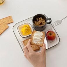 쓰임 런데이 브런치 세트, 딥그레이, 스낵접시 + 머그 + 스낵볼, 1세트