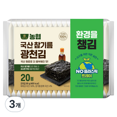 농협식품 국산참기름 광천김 무트레이 20p, 80g, 3개