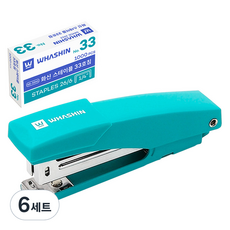 화신 핸디형 스테이플러 135K + 33호침 1000p 세트, 그린, 6세트