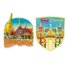 A-ONE 匯旺 泰國 曼谷留言板磁力貼 + 泰國 玉佛寺 曼谷大皇宮 補丁2件組, 7.5 x 6cm, C171 + 343