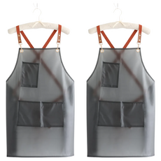 Apple Tree 雙綁帶透明圍裙, 黑色, 2個