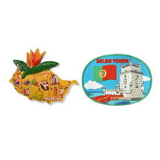 A-ONE 匯旺 葡萄牙馬德拉地圖造型磁鐵 + 葡萄牙貝倫塔布貼2件組 台灣製, 7.5 x 6cm