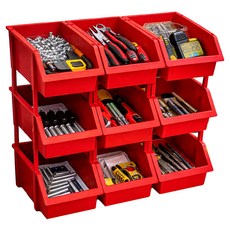 BONOHOUSE 工具箱零件整理盒 紅色, 9個